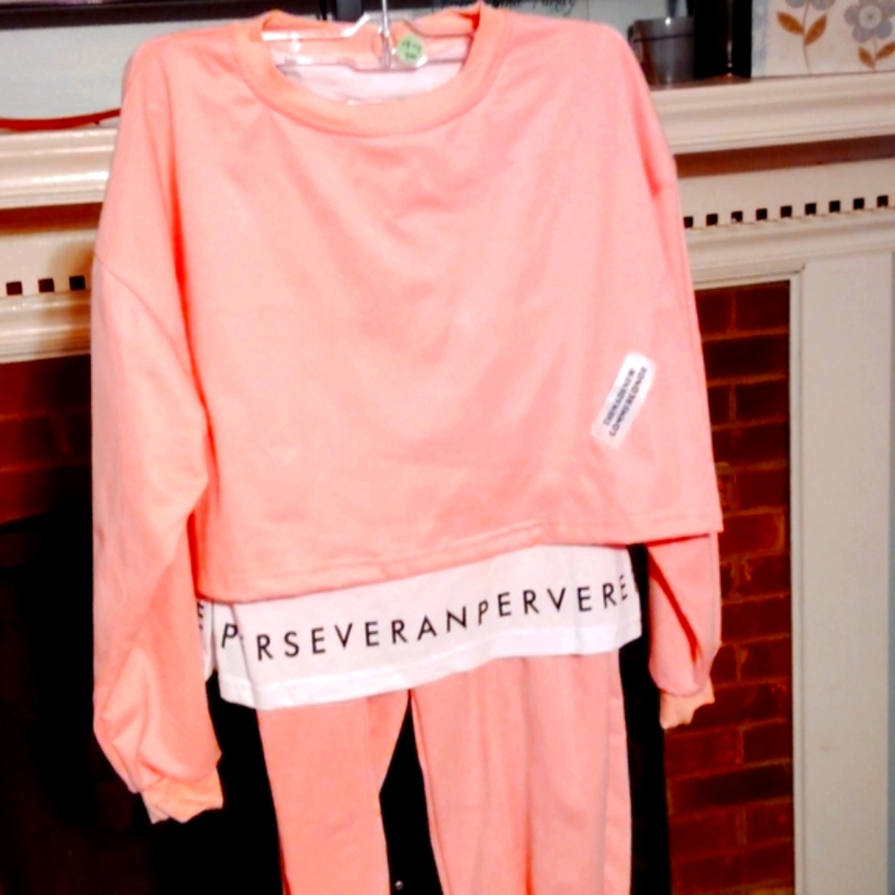 Girls Pink 2pc Jogging Suit